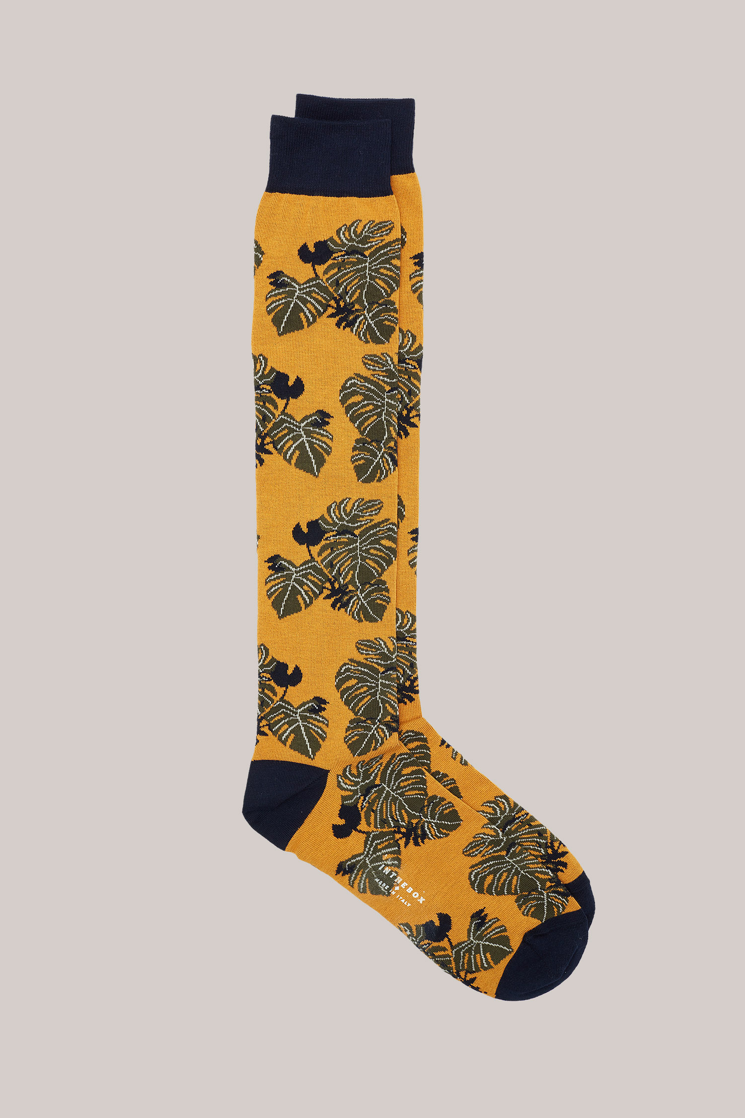 CALZE LUNGHE FANTASIA MONSTERA GIALLO SCURO