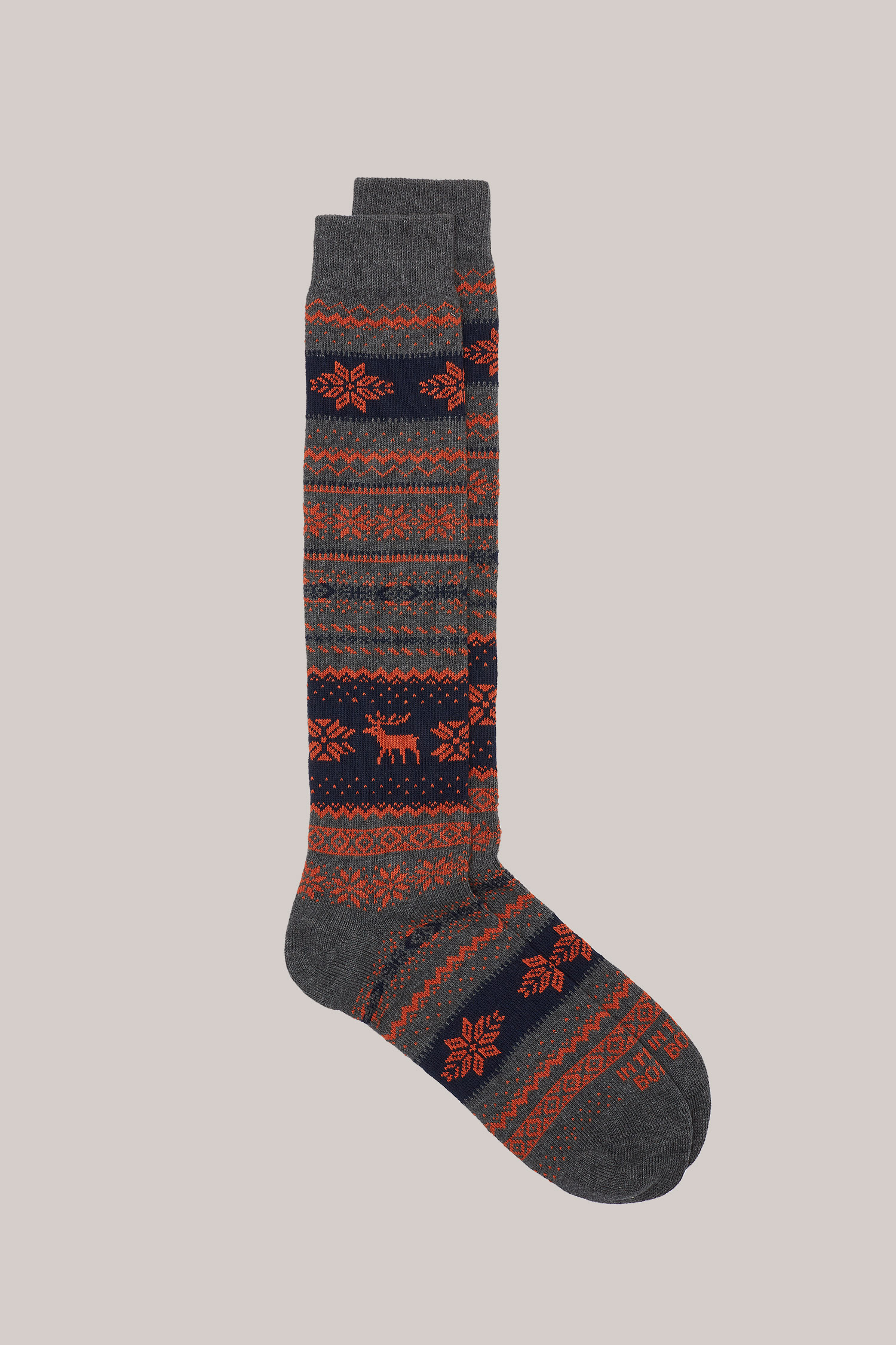 CALZE LUNGHE FANTASIA CHRISTMAS DEER ARANCIONE SCURO / GRIGIO