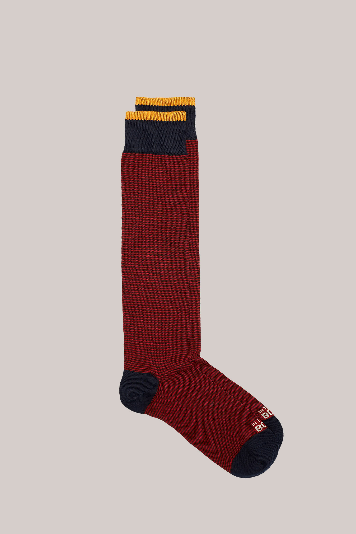 CALZE LUNGHE A RIGHE STRIPE CLASSIC ARANCIONE SCURO/BORDEAUX
