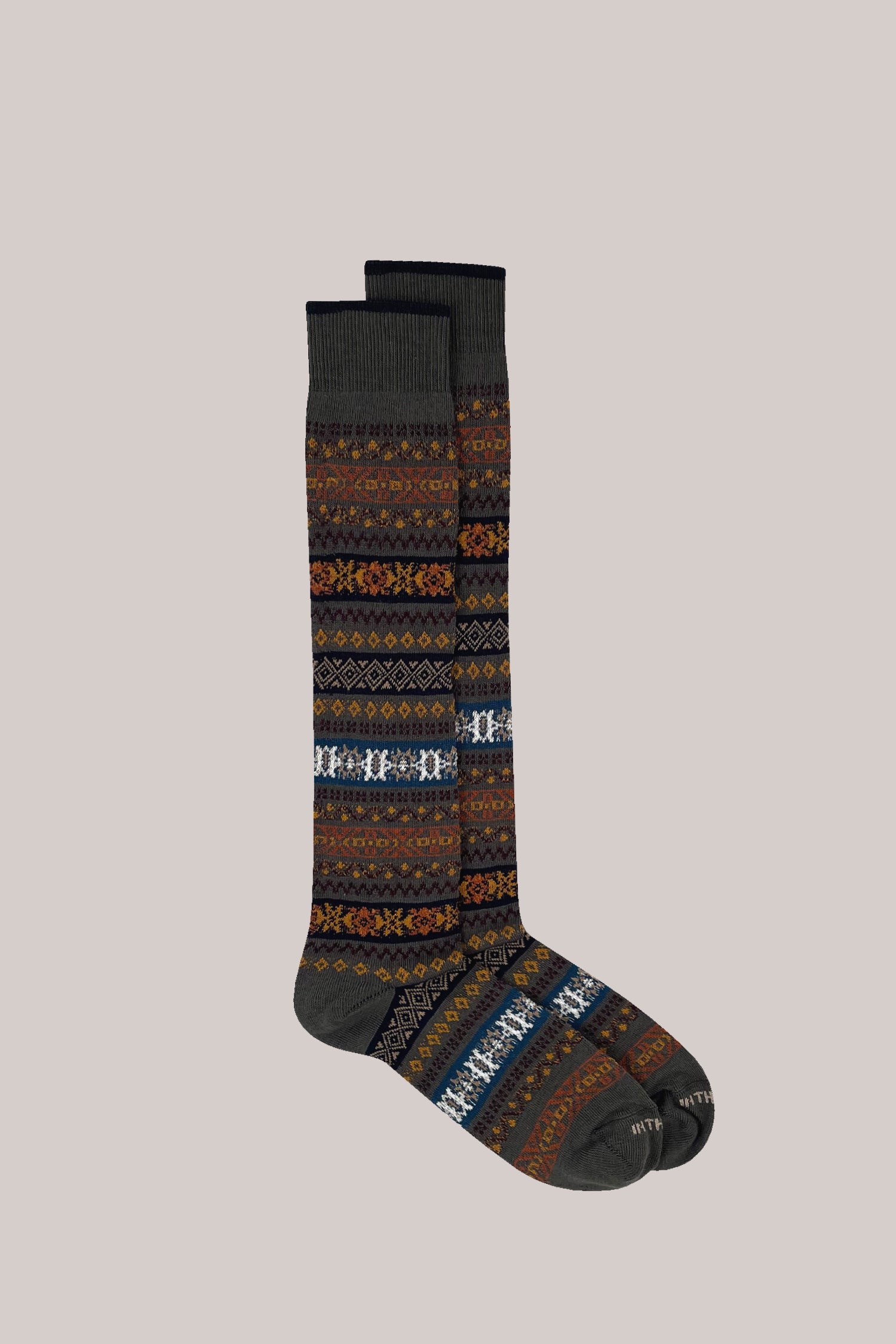 CALZE JACQUARD VERDE MILITARE/MULTICOLOR