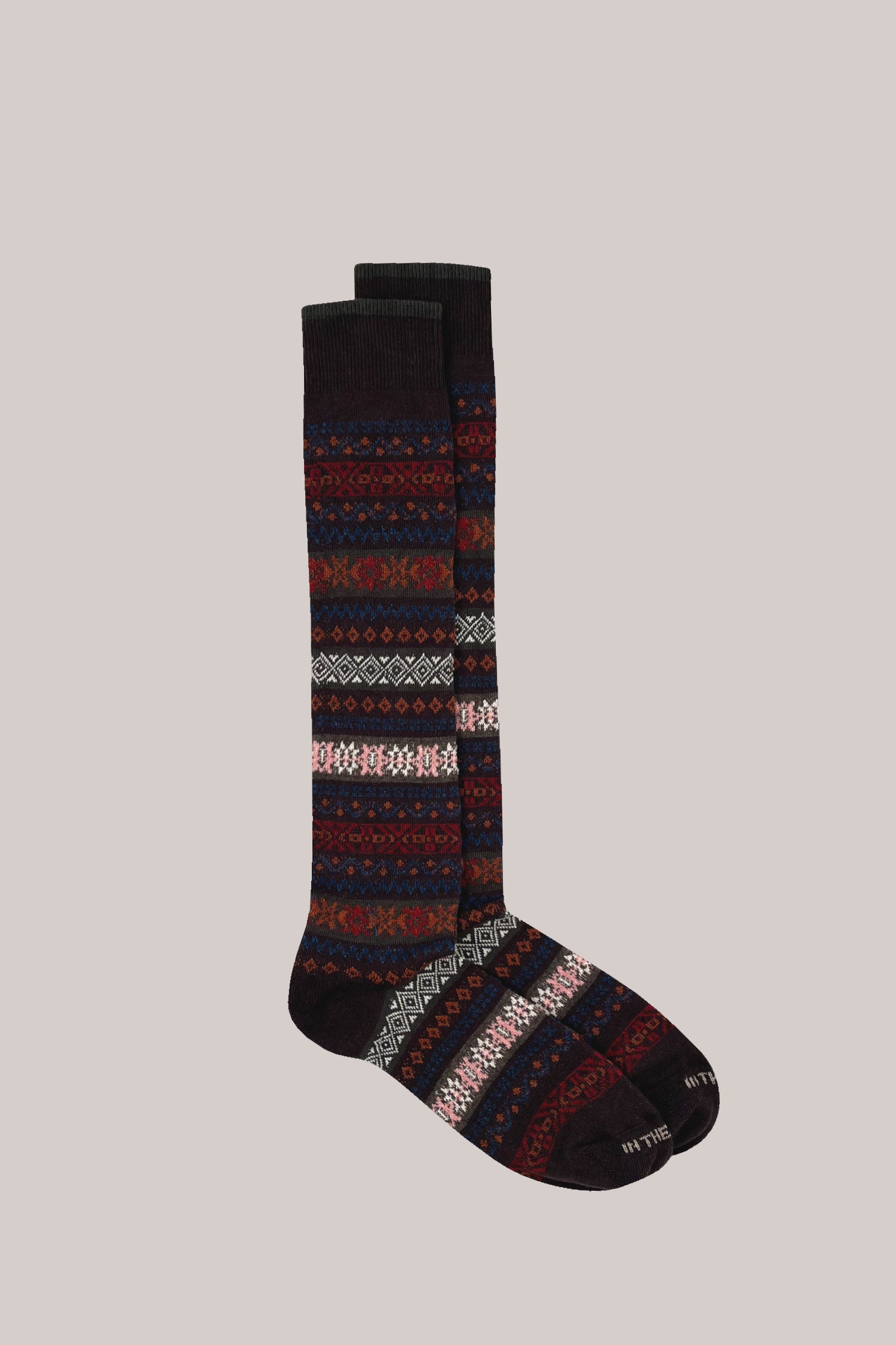 CALZE JACQUARD MARRONE / MULTICOLOR