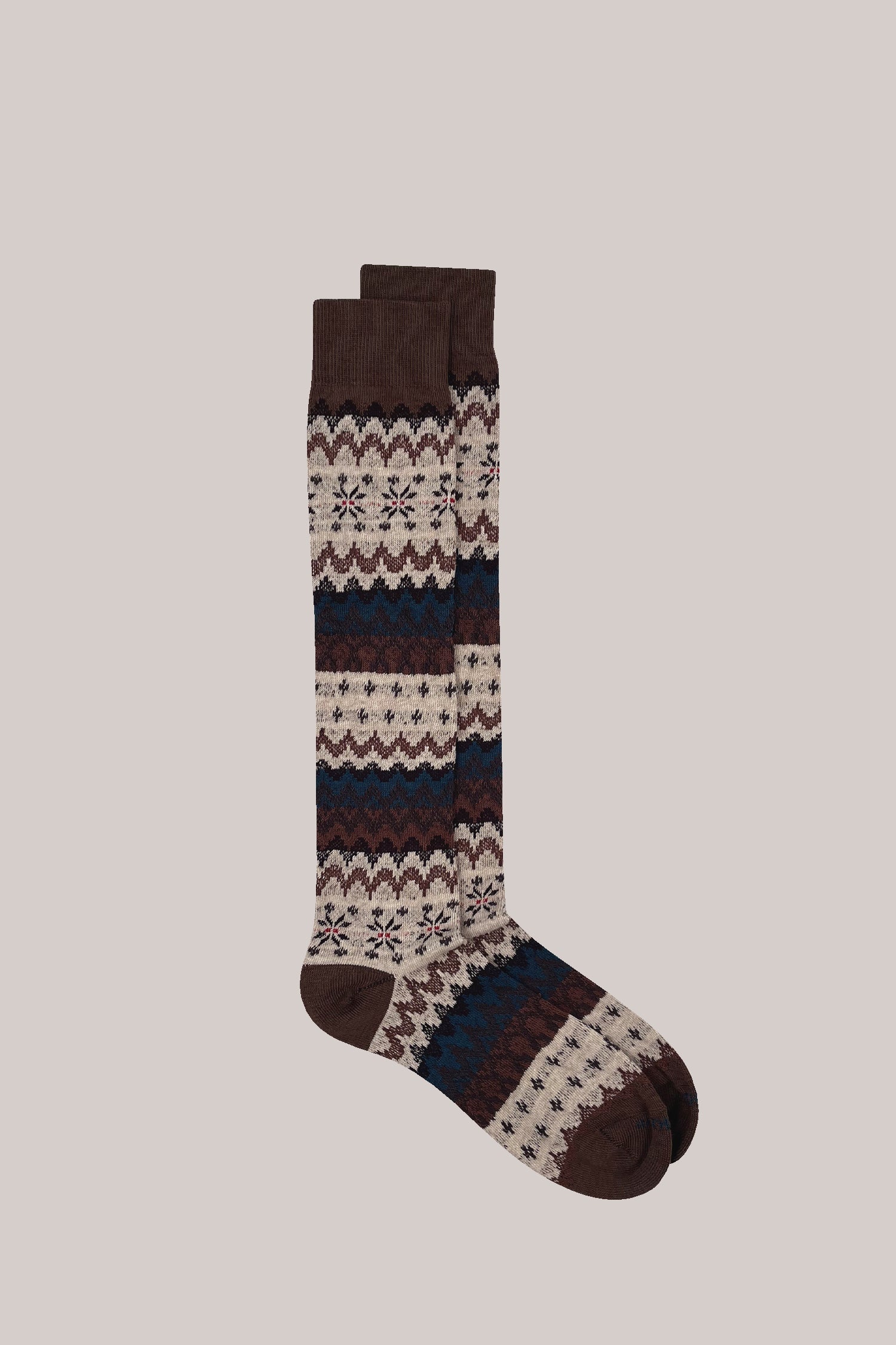 CALZE FAIR ISLE CARAMELLO / PANNA