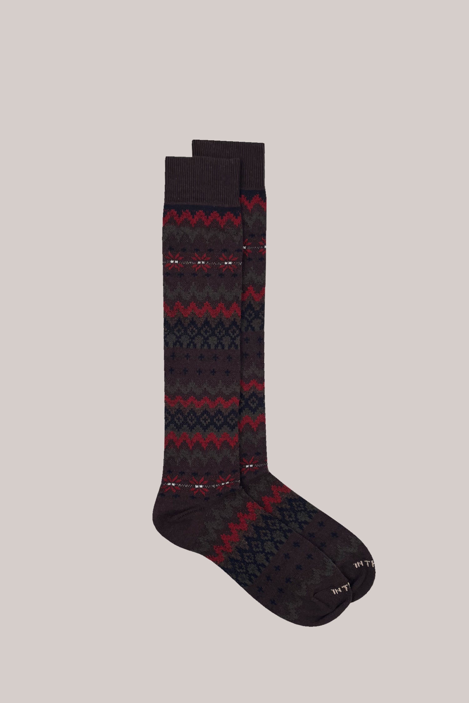 CALZE FAIR ISLE BEIGE / VERDE SCURO