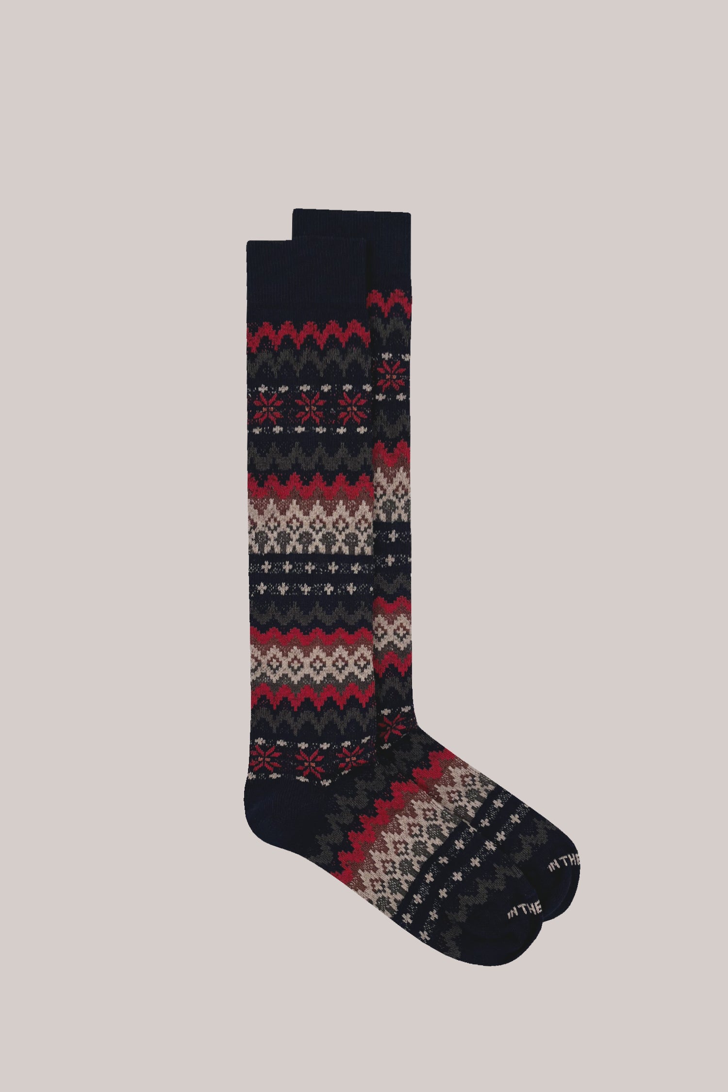 CALZE FAIR ISLE BLU /ROSSO