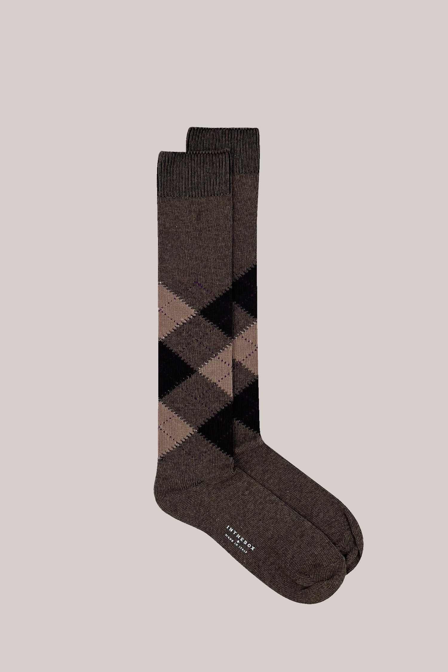CALZE ARGYLE MARRONE/BEIGE