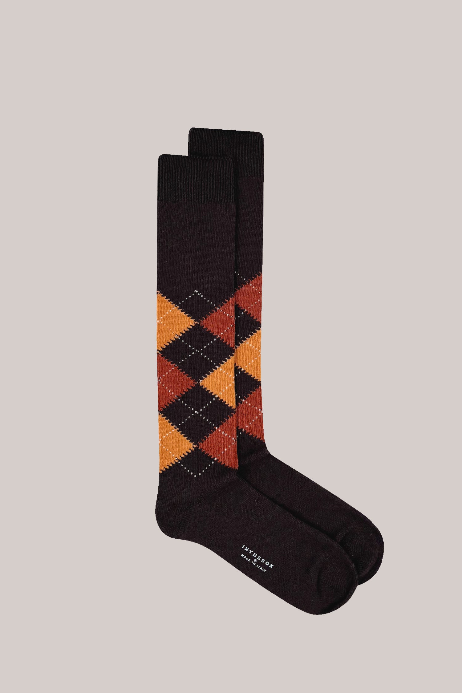 CALZE ARGYLE MARRONE/ORO