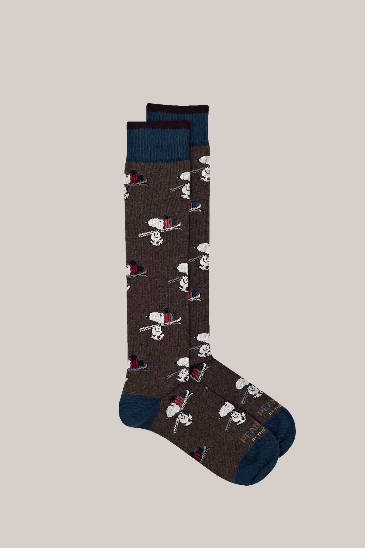 CALZE PEANUTS SNOOPY SKI ALLOVER MARRONE