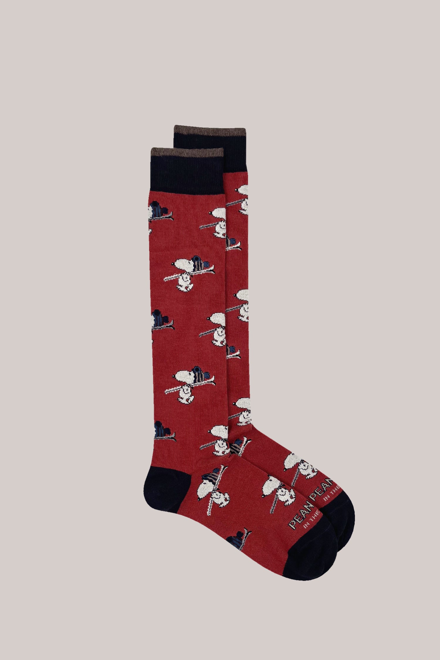 CALZE PEANUTS SNOOPY SKI ALLOVER ROSSO SCURO
