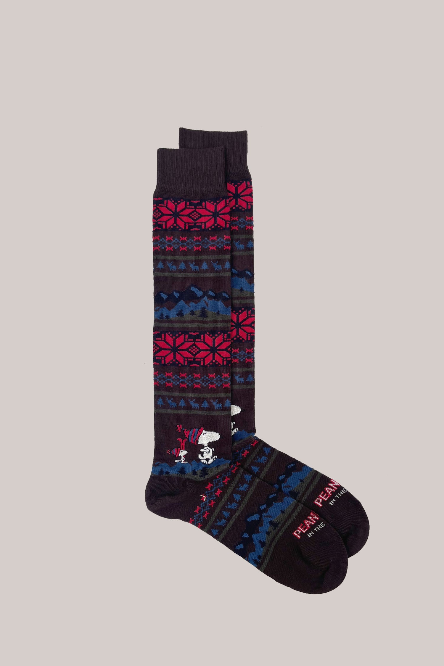 CALZE PEANUTS SNOOPY CHRISTMAS STRIPES MARRONE