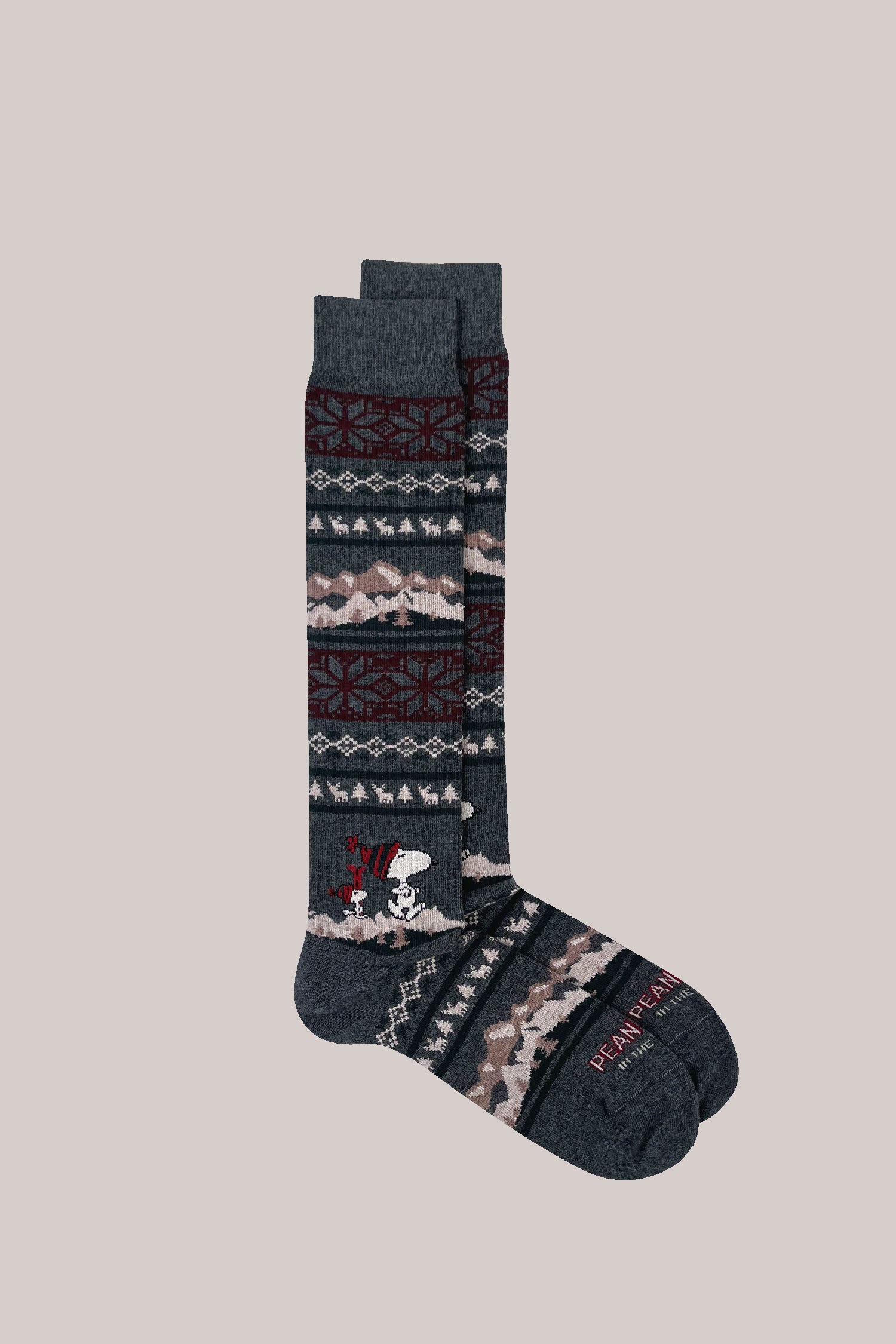 CALZE PEANUTS SNOOPY CHRISTMAS STRIPES GRIGIO SCURO