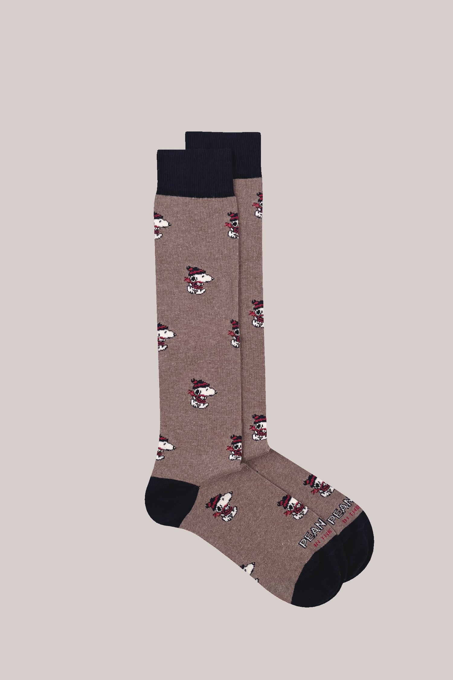 CALZE PEANUTS SNOOPY RUNNING ALLOVER MARRONE