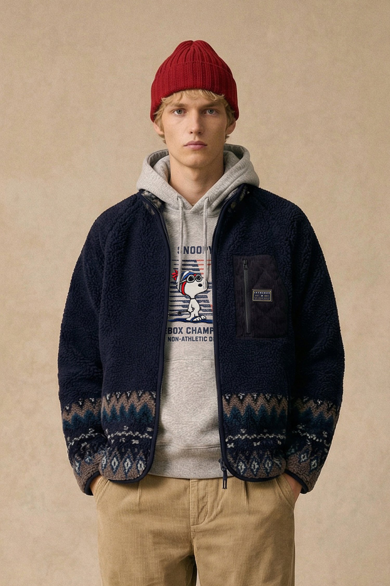 ORSETTO GIACCA FULL ZIP FAIR ISLE BLU MULTICOLOR