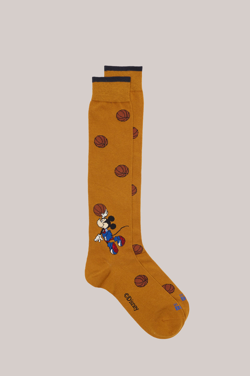 CALZE LUNGHE FANTASIA MICKEY BASKET GIALLO SCURO