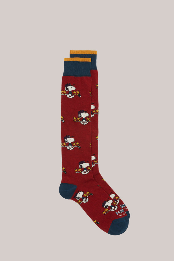 CALZE LUNGHE FANTASIA SNOOPY GOLF ALL OVER ROSSO