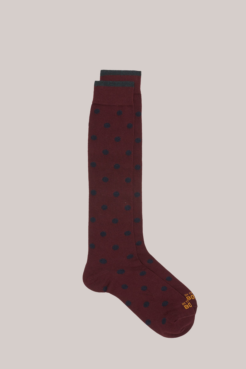 CALZE POIS BICOLOR BORDEAUX / BLU