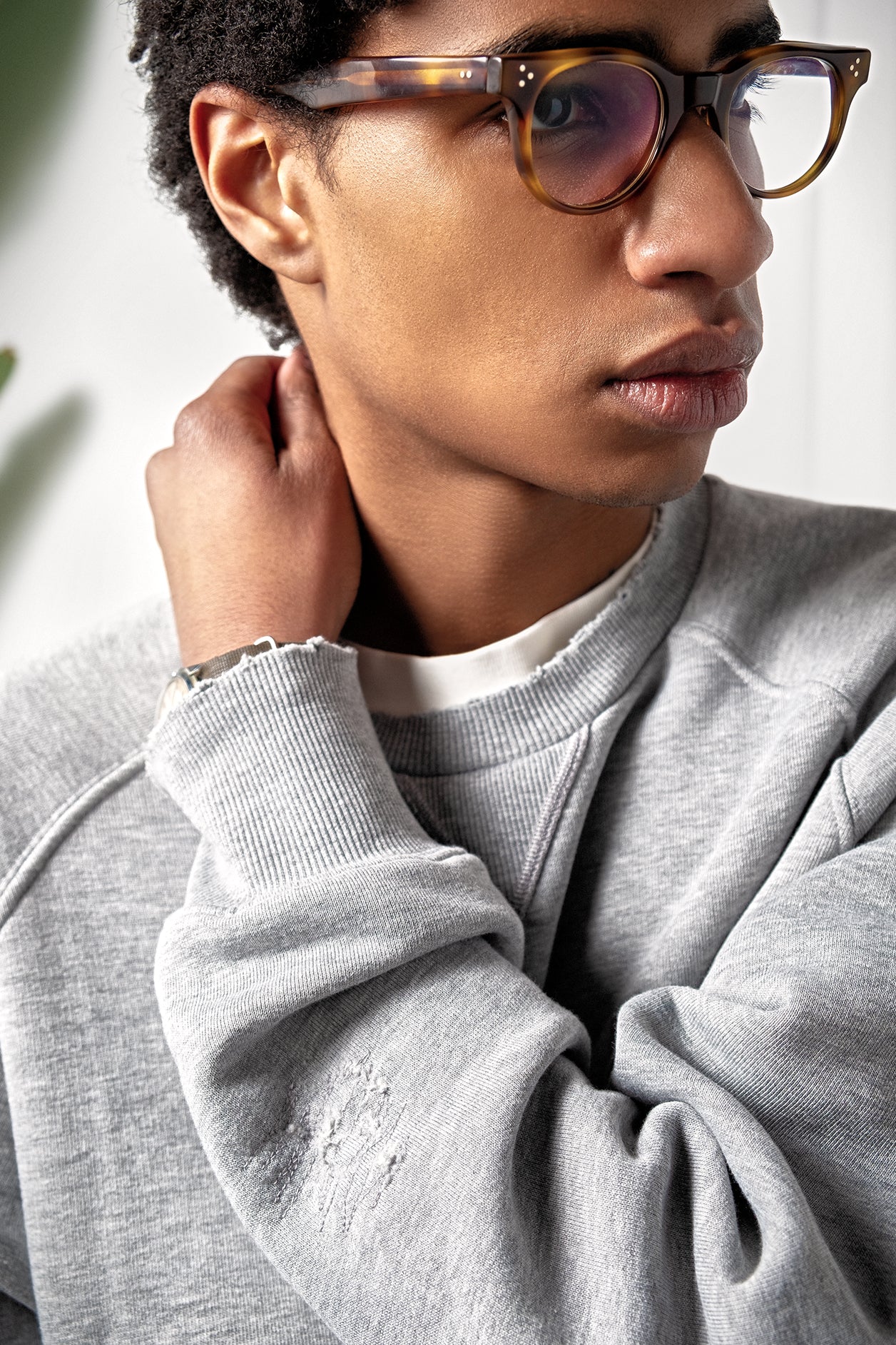 FELPA GIROCOLLO VINTAGE GRIGIO MELANGE