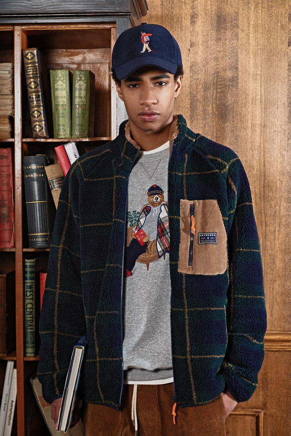 ORSETTO FULL ZIP TARTAN PATCHWORK VERDE SCURO