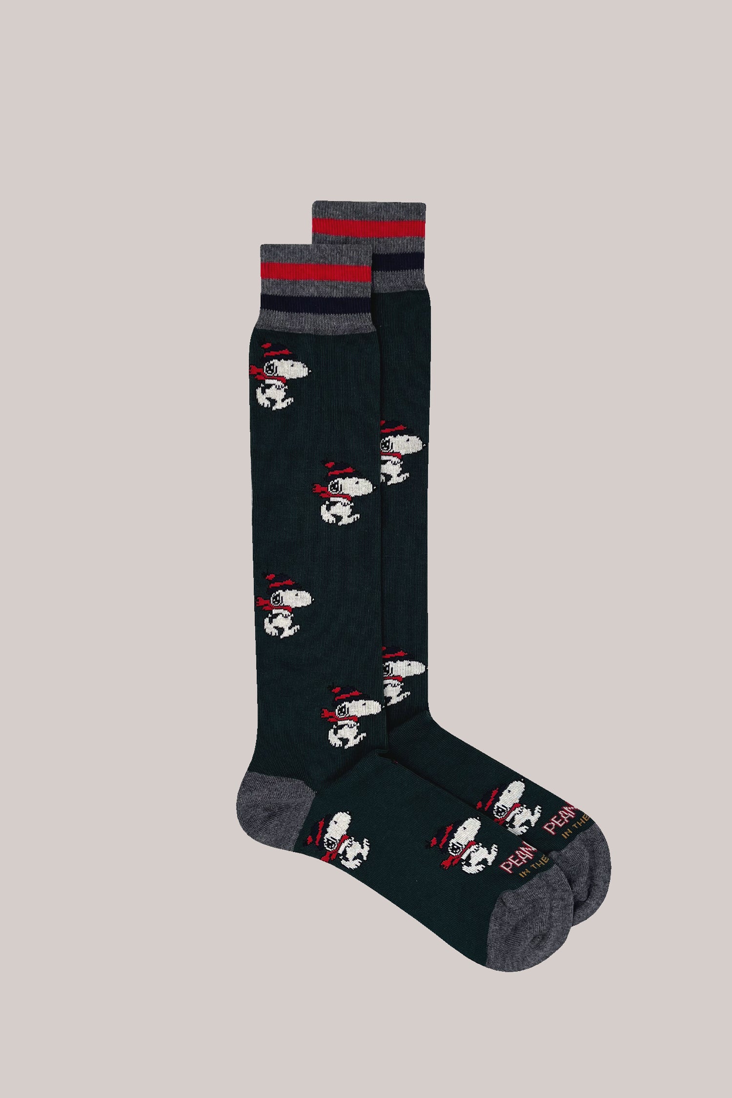 CALZE SNOOPY RUNNING ALLOVER VERDE SCURO