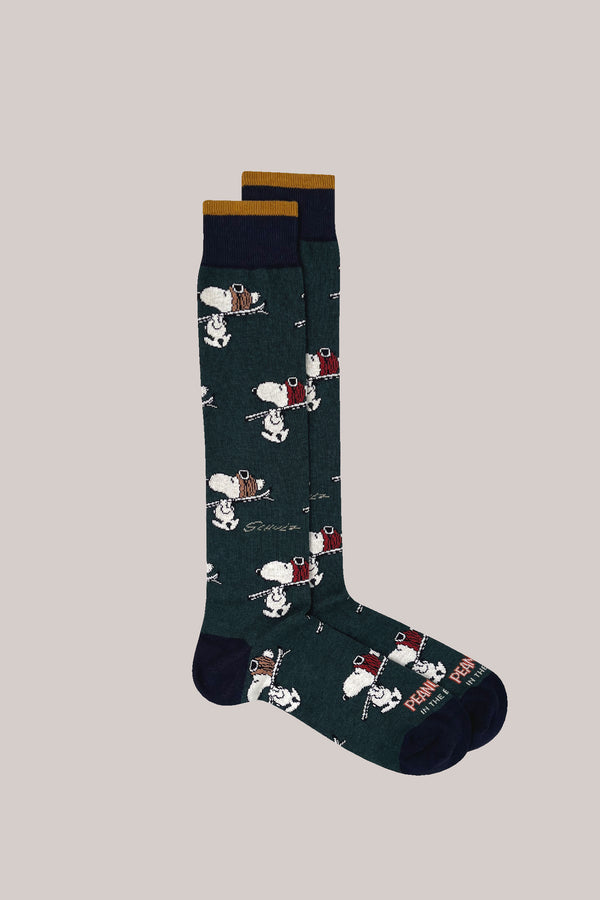 CALZE SNOOPY SKI ALLOVER VERDE SCURO
