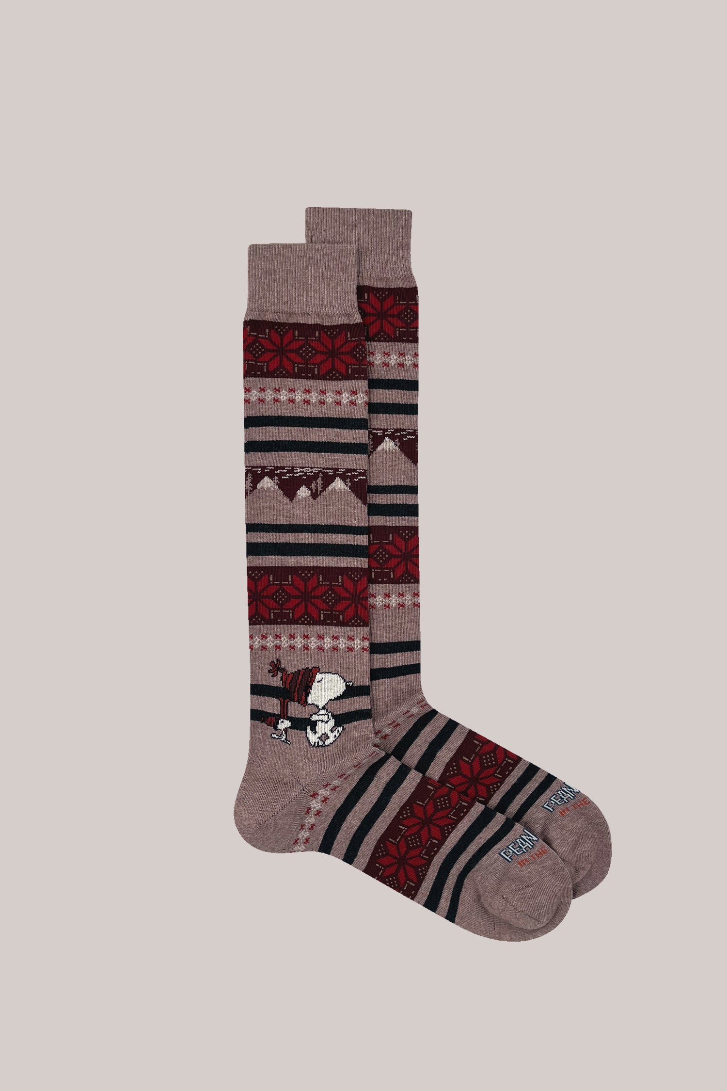 CALZE SNOOPY CHRISTMAS RIGHE MARRONE