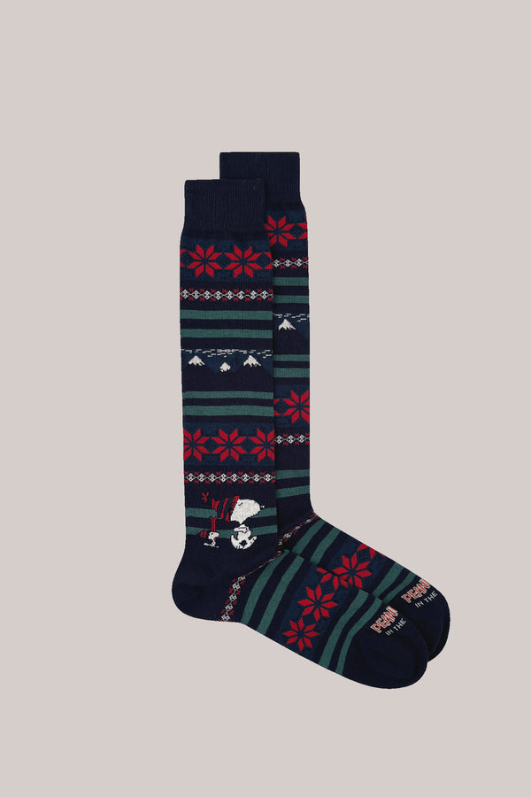 CALZE SNOOPY CHRISTMAS RIGHE BLU