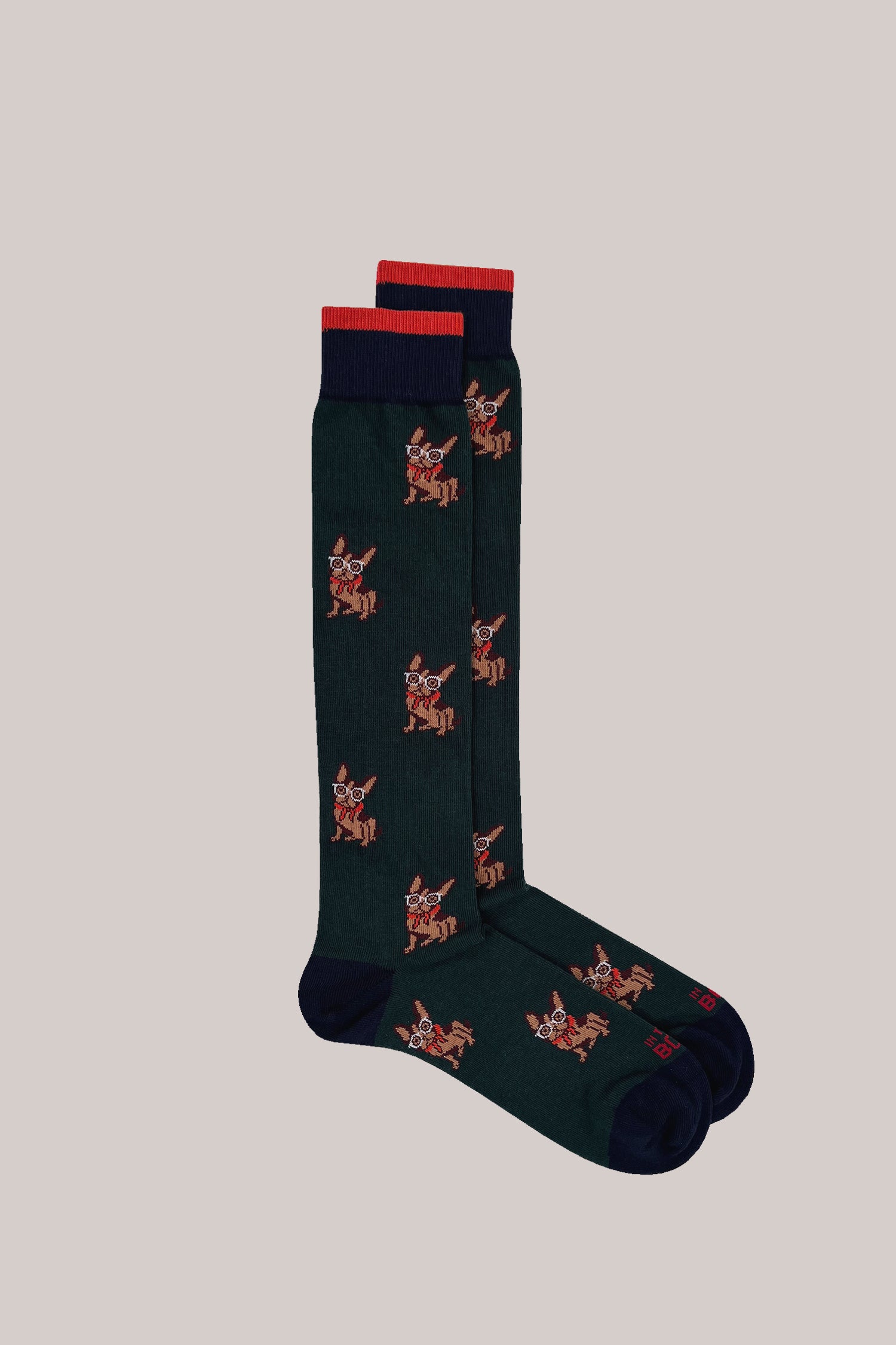 CALZE FRENCH BULLDOG VERDE SCURO