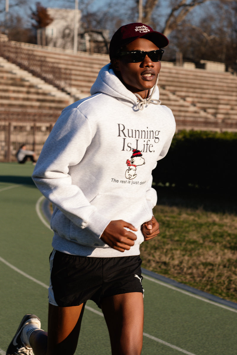 FELPA GIROCOLLO SNOOPY RUNNING IS LIFE GRIGIO MELANGE