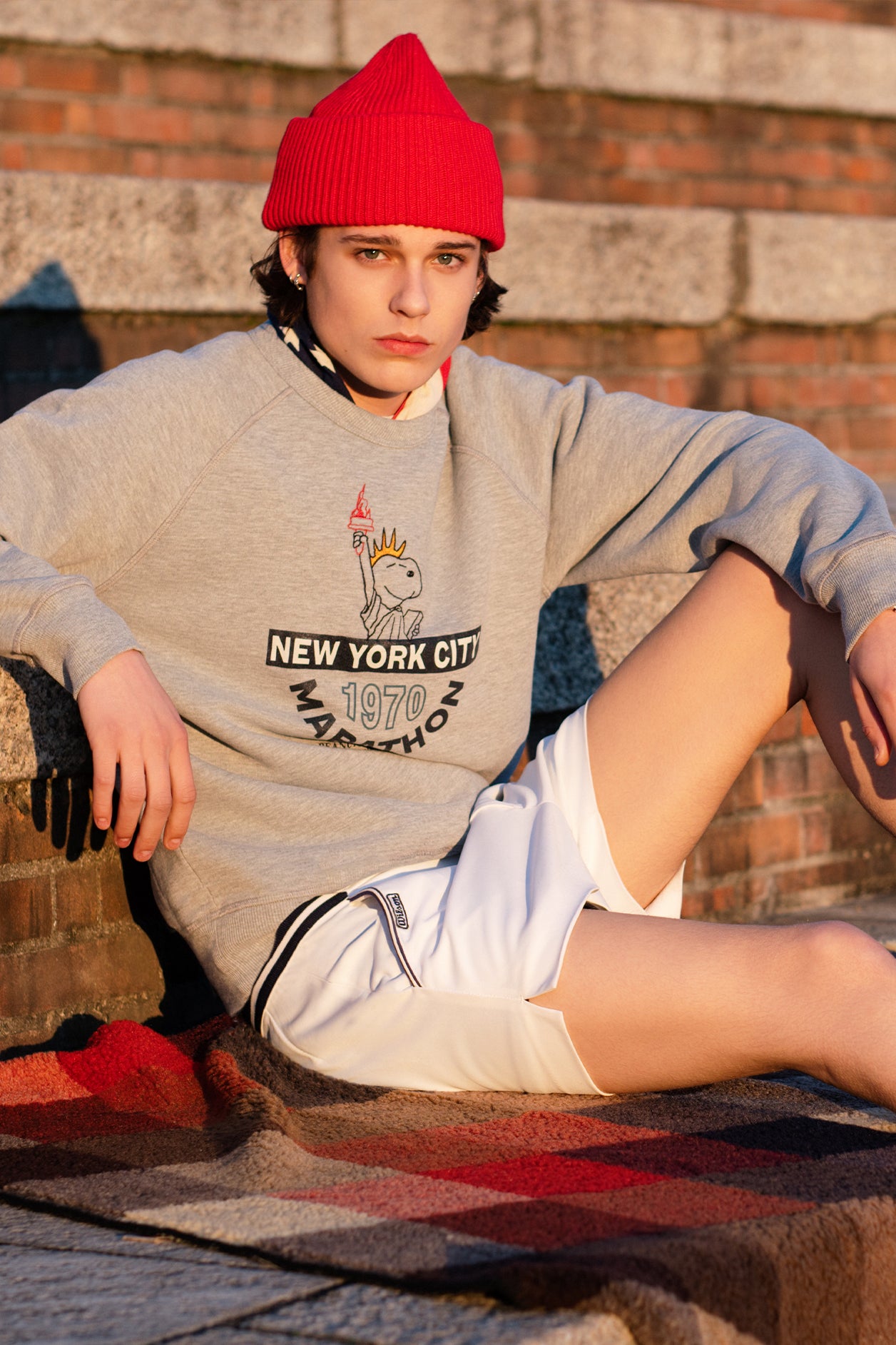 FELPA GIROCOLLO SNOOPY NEW YORK MARATHON GRIGIO MELANGE