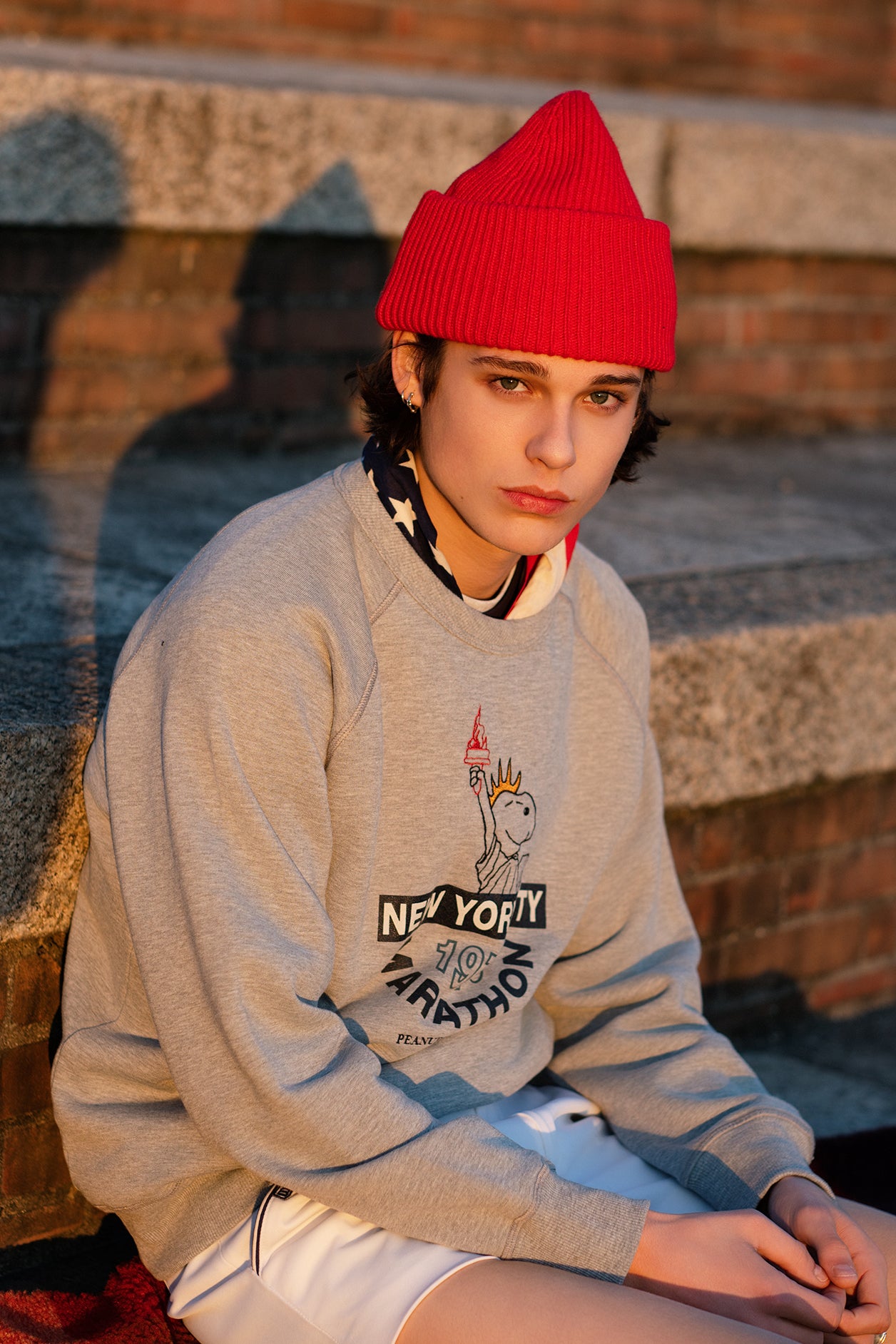 FELPA GIROCOLLO SNOOPY NEW YORK MARATHON GRIGIO MELANGE