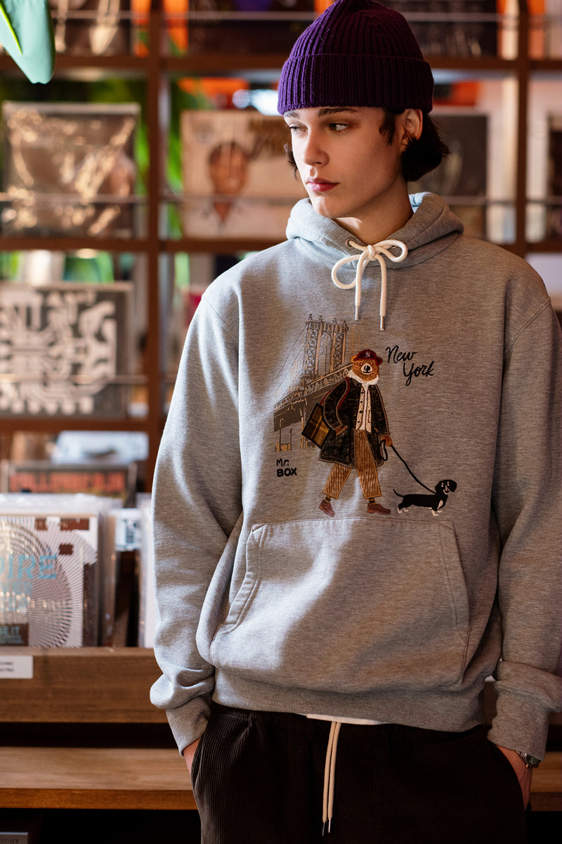FELPA HOODIE MR BOX NEW YORK GRIGIO MELANGE