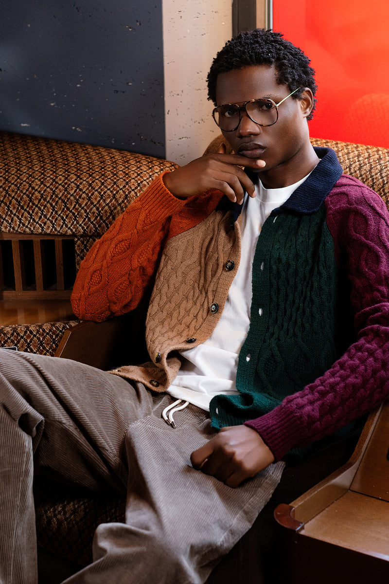 CARDIGAN COLOR BLOCK CAMMELLO MULTICOLOR