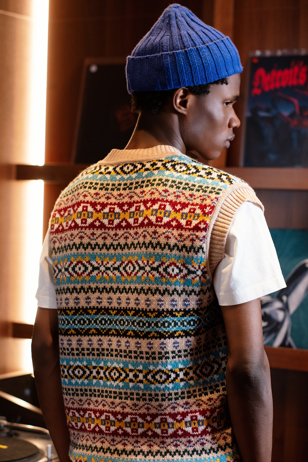 GILET MAGLIA FANTASIA JACQUARD CAMMELLO MULTICOLOR