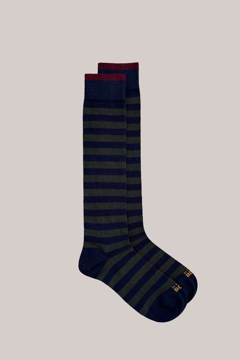 CALZE STRIPE RUGBY NEW BLU / VERDE MILITARE