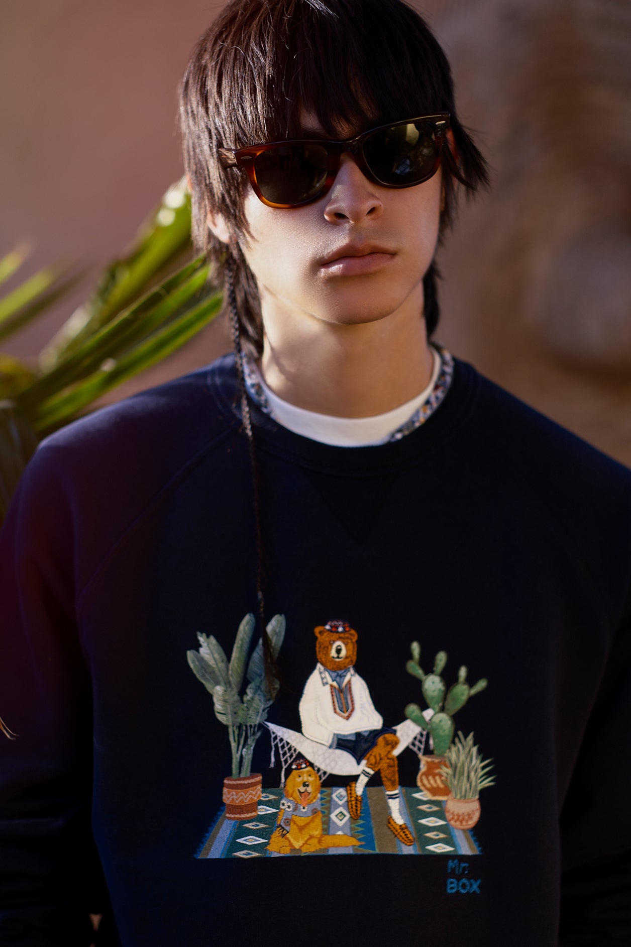 FELPA GIROCOLLO MR. BOX CACTUS BLU