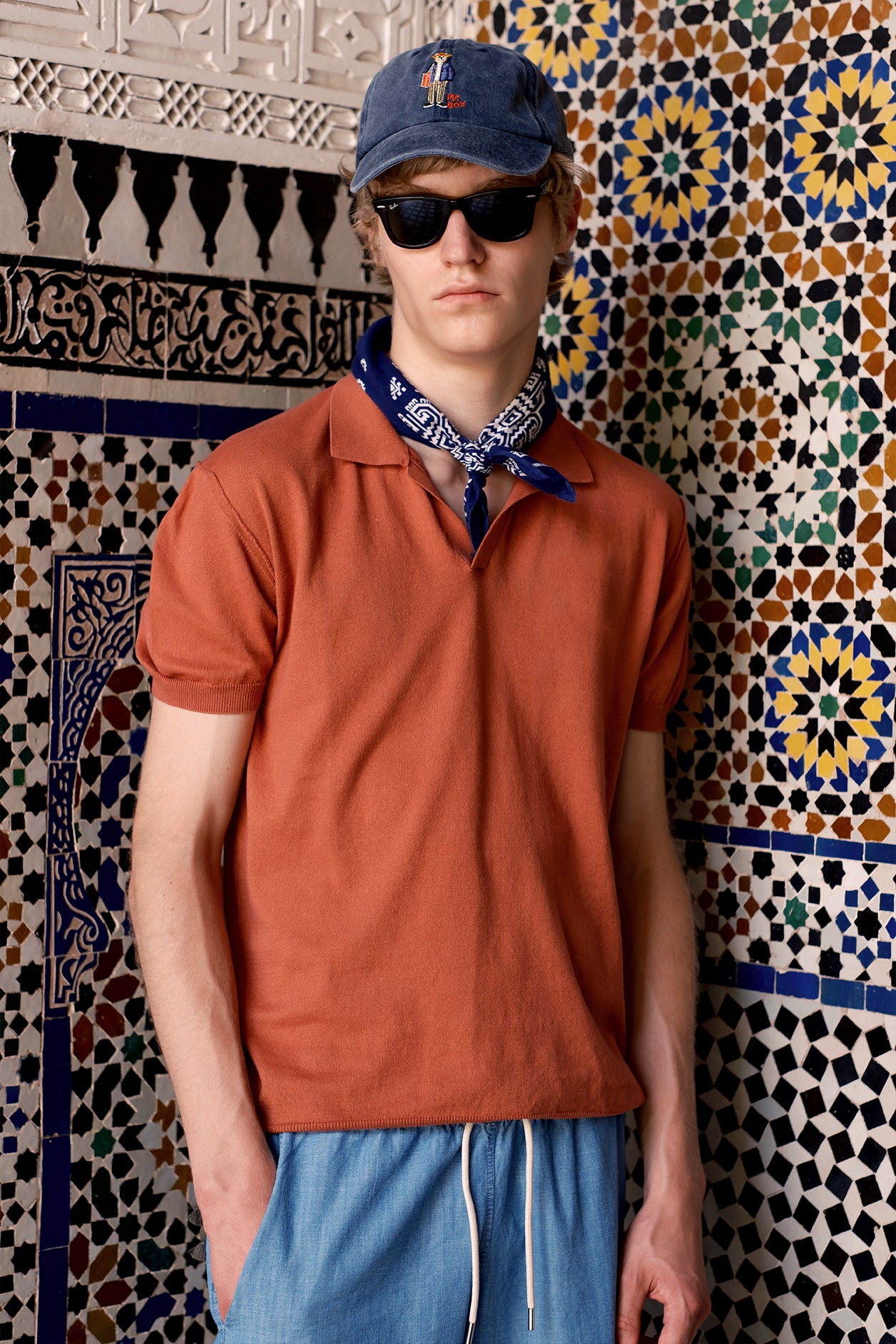 MAGLIA POLO EMBROIDERY FRONT GARMENT DYED MATTONE