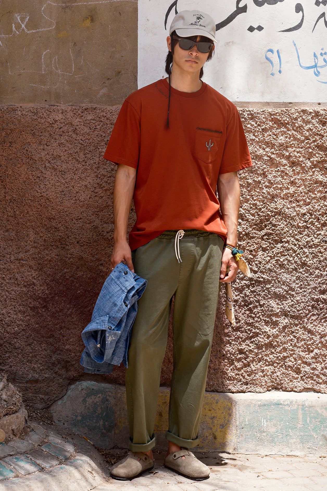 PANTALONI COTONE BASIC VERDE MILITARE