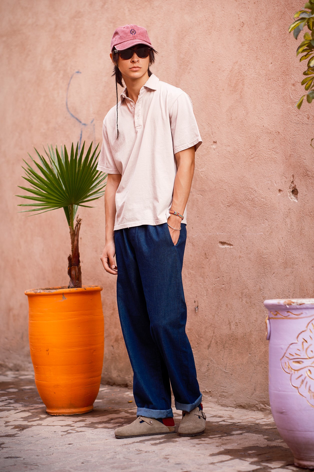 PANTALONI COTONE BASIC BLU