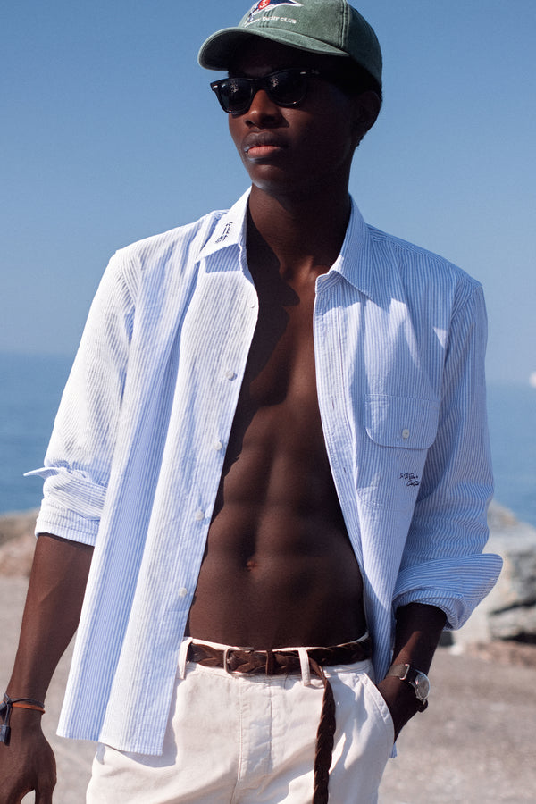 Camicia da uomo con collo rotondo, a contrasto, a righe, per dormire Camicia da uomo con collo rotondo, a contrasto, a righe, per dormire