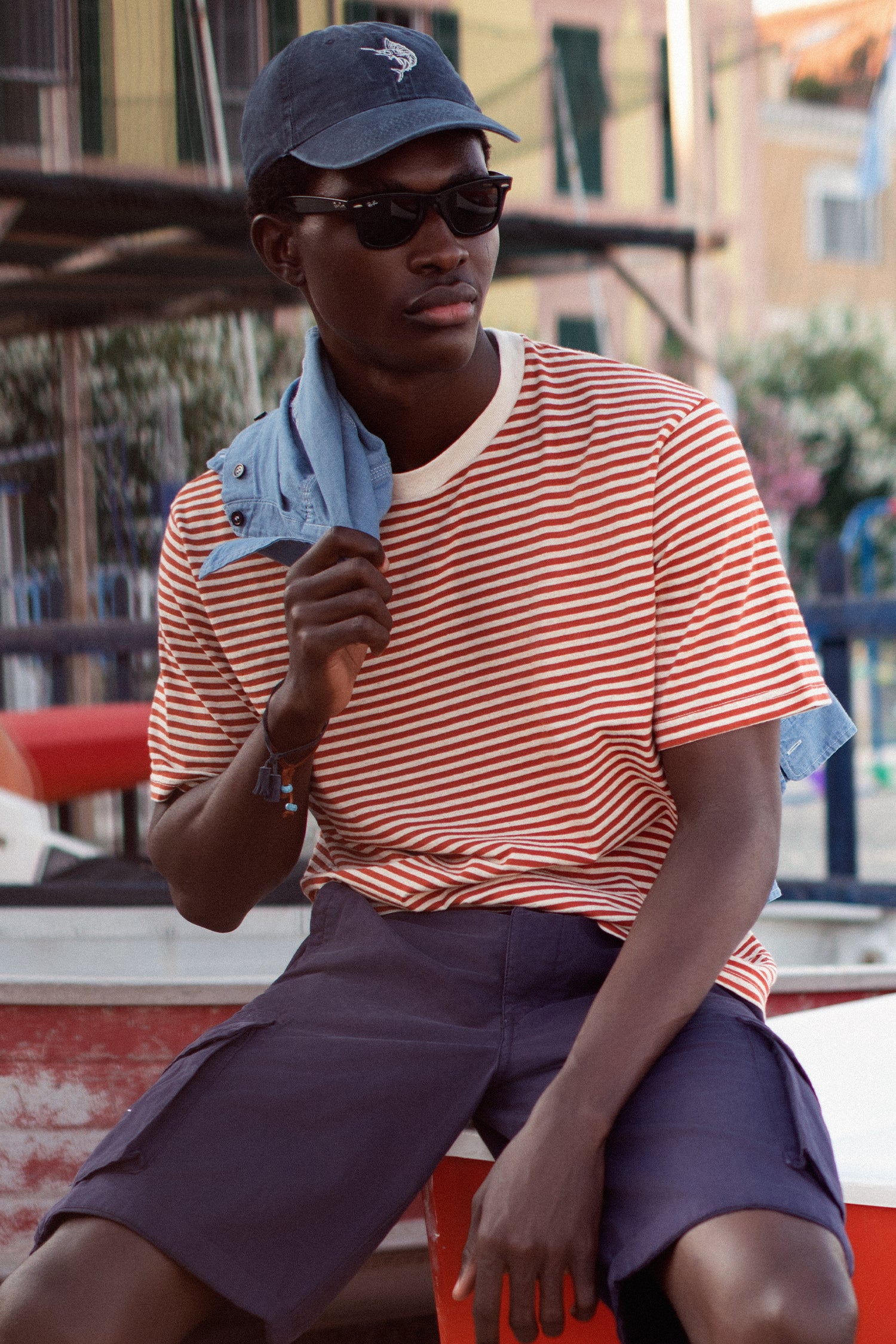 T. SHIRT STRIPE ARANCIO / BEIGE