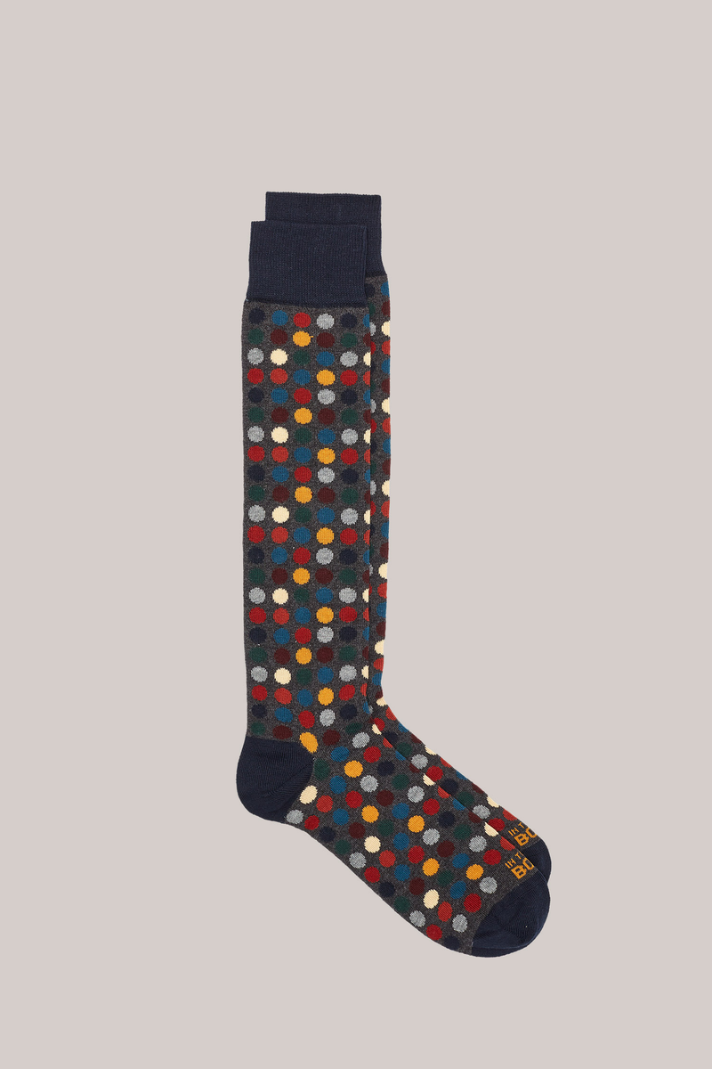 CALZE LUNGHE FANTASIA  POIS MULTICOLOR SMALL GRIGIO SCURO