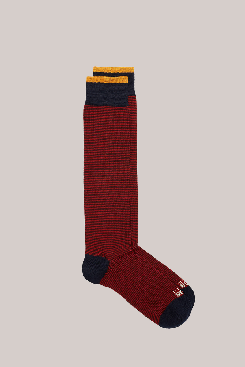 CALZE LUNGHE A RIGHE  STRIPE CLASSIC ARANCIONE SCURO/BORDEAUX