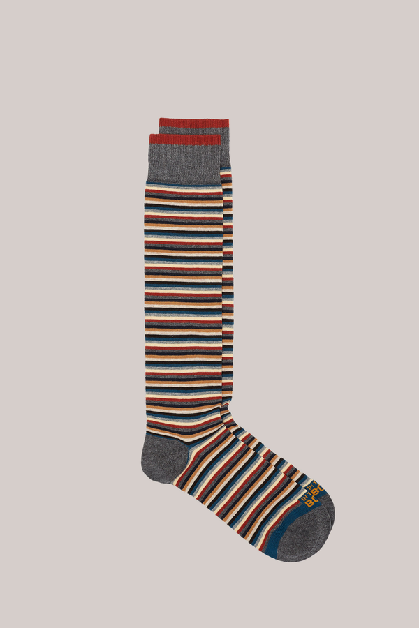 CALZE LUNGHE A RIGHE  STRIPE CLASSIC MULTICOLOR GRIGIO SCURO / MULTICOLOR