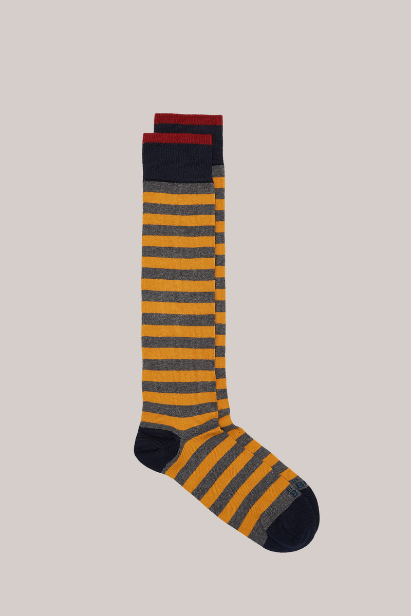 CALZE LUNGHE A RIGHE  STRIPE RUGBY NEW GIALLO SCURO / GRIGIO SCURO