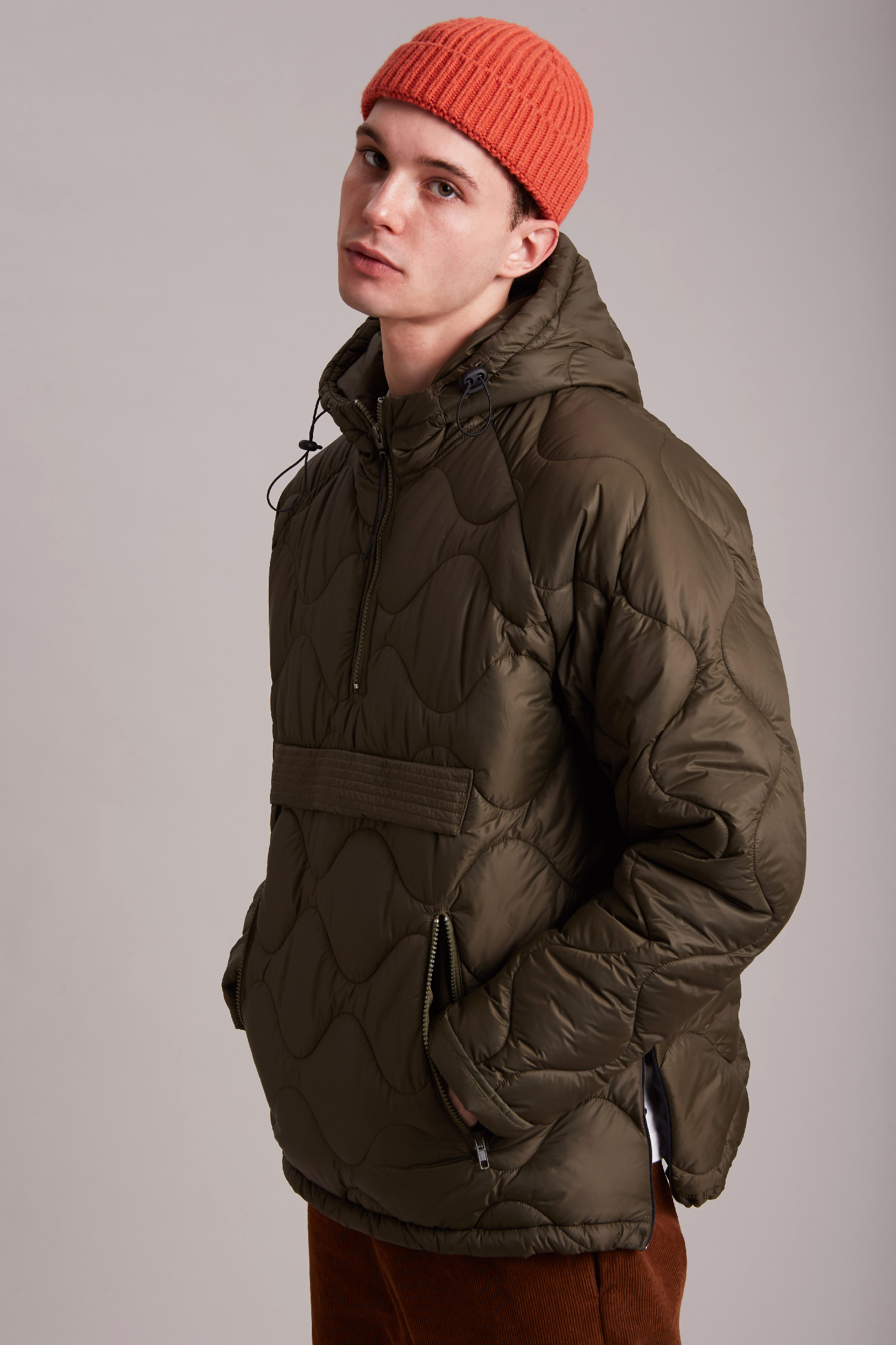 GIACCA CAPPUCCIO CHIUSA TRAPUNTA NYLON MARRONE