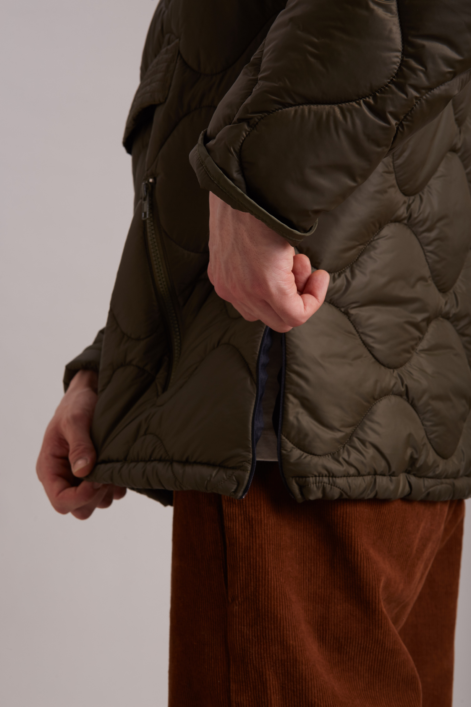 GIACCA CAPPUCCIO CHIUSA TRAPUNTA NYLON MARRONE