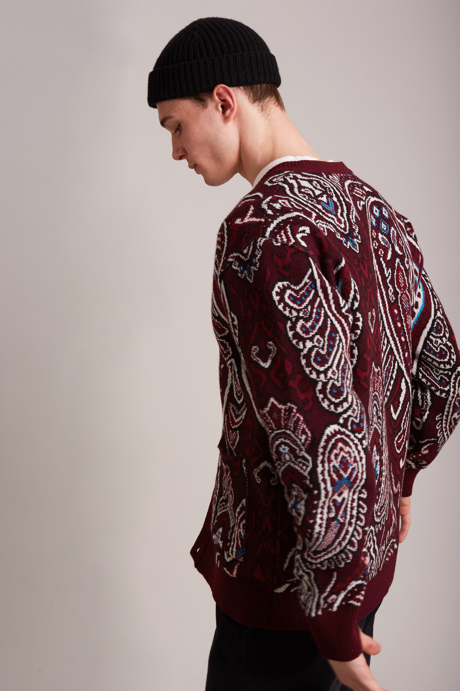 CARDIGAN PAISLEY BORDEAUX