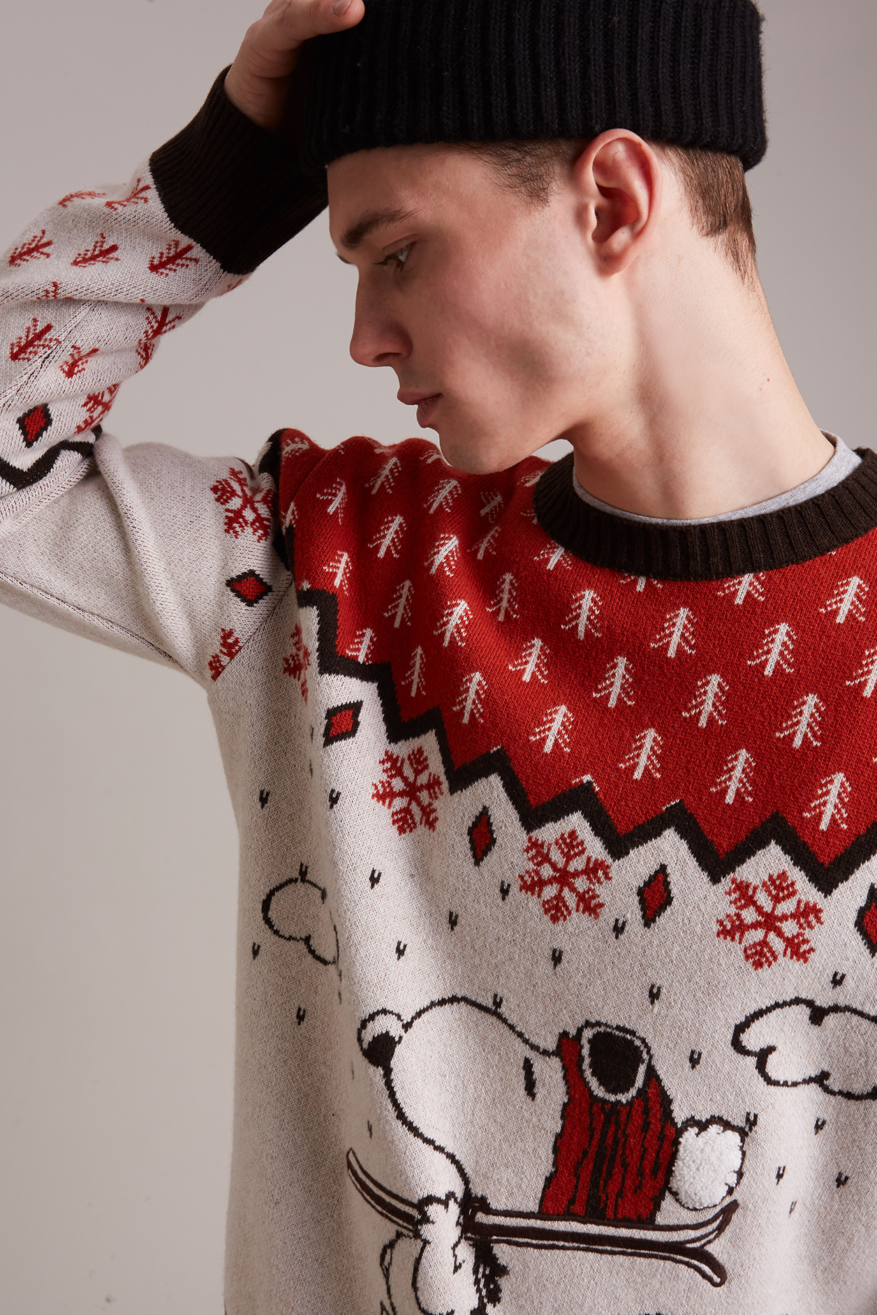 MAGLIA SNOOPY SKI PANNA