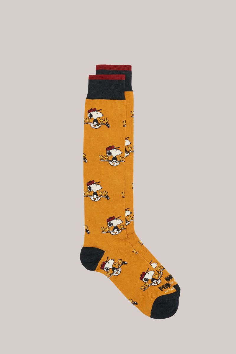 CALZE LUNGHE FANTASIA SNOOPY GOLF ALL OVER GIALLO SCURO