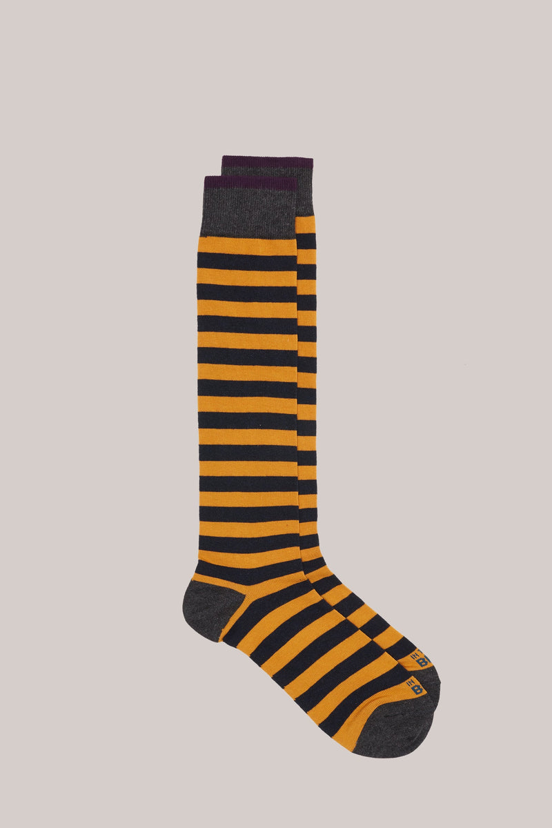CALZE LUNGHE A RIGHE STRIPE RUGBY NEW RIGHE RUGBY BLU/GIALLO SCURO