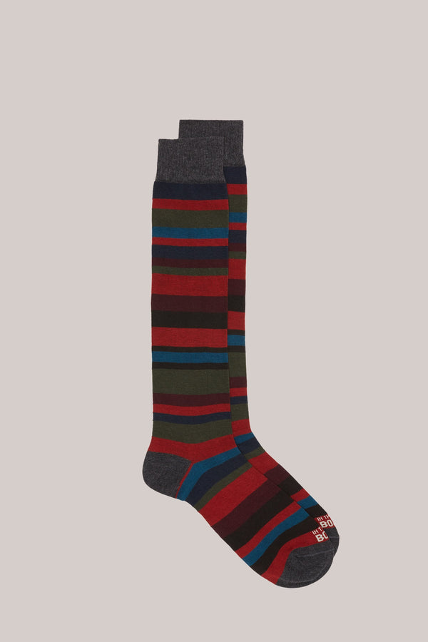 CALZE LUNGHE A RIGHE STRIPE MULTICOLOR GRIGIO SCURO / MULTICOLOR